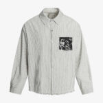 Street Dark Print Striped Long Sleeve Shirt