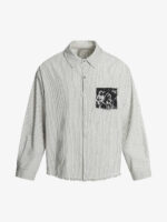 Street Dark Print Striped Long Sleeve Shirt