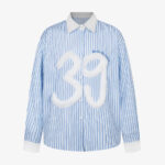 Retro Contrast Flocked Striped Long Sleeve Shirt