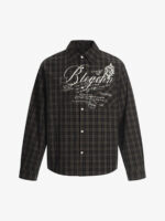 Street Print Lettering Plaid Long-Sleeve Shirt - Image 2