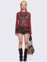Graveborn Burgundy Top - Image 2