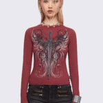Graveborn Burgundy Top