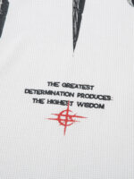 Letter Print Waffle Cross Long-Sleeved T-Shirt - Image 5