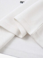 Letter Print Waffle Cross Long-Sleeved T-Shirt - Image 7