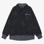 Wasteland Style Retro Washed Faux Two-Piece Shirt