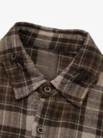 Retro Ripped Patchwork Long Sleeve Plaid Shirt - Image 3