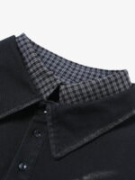 Wasteland Style Retro Washed Faux Two-Piece Shirt - Image 3